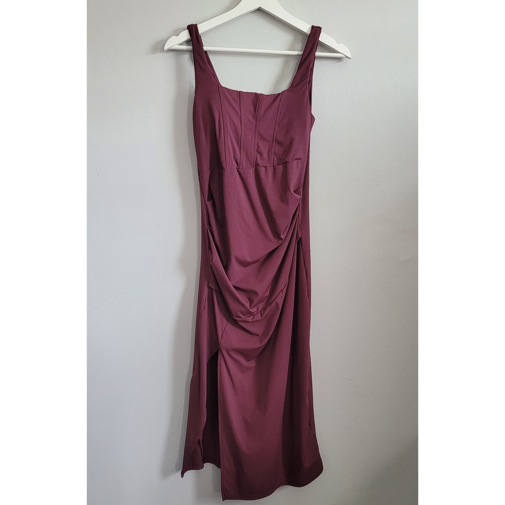 HALARA Dress Size SMALL SoftlyZero Airy Midi Square Neck Corset Split Fig - Picture 4 of 16